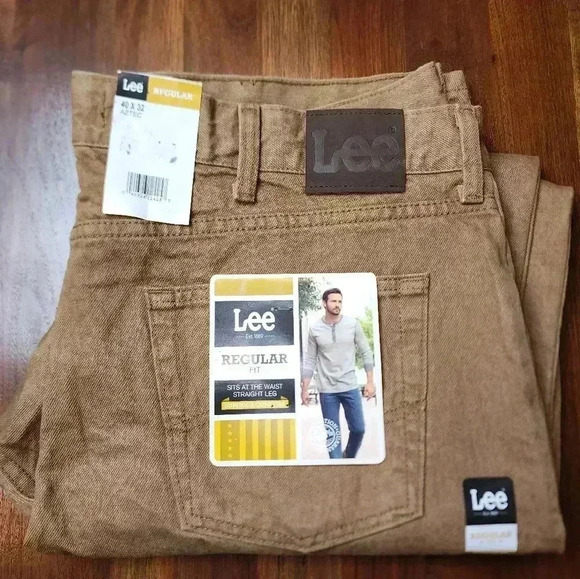 NWT deadstock Lee Regular fit straight leg Aztec tan 40x32 - Picture 2 of 5